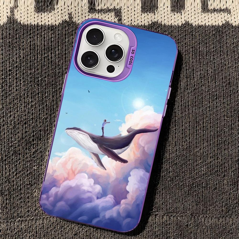 Ocean Animal Cute Dolphin Phone Case For iPhone 16 15 14 13 12 11 Pro Max X XR XSMAX 8 7 Plus Matte Shockproof Back Cover
