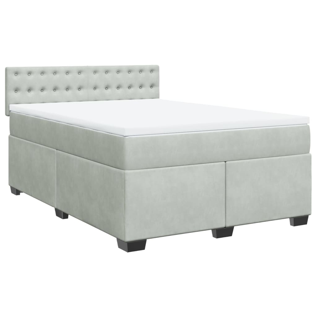 Vidaxl Letto Continentale Con Materasso, Grigio Chiaro, 140X190Cm, Velluto