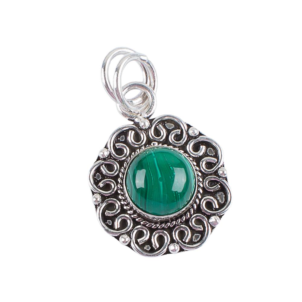 Malachite Gemstone 925 Sterling Silver handmade Pendant 1.06" Gift For Her PP-29-24