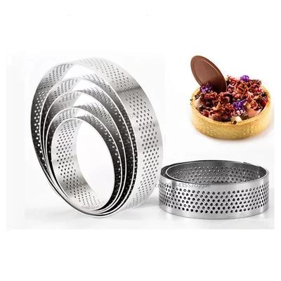 6 8 9 10 CM Stainless Steel Tart Mold Ring Tartlet Cake Mousse Molds Cookies Pastry Circle Cutter Pie Ring Perforated