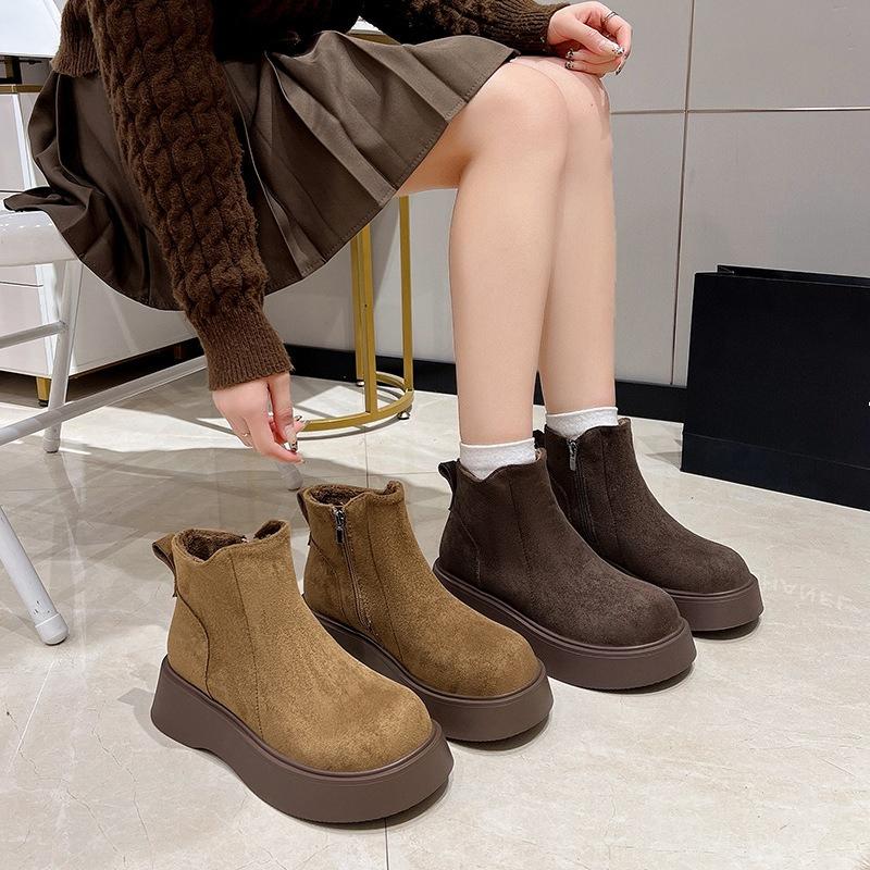 Dámské Velké Velikosti Měkká Podrážka Zvyšující Zimní Teplé Kožešinové Jedny Protiskluzové Sněhule Plyšová Podšívka Kotníkové Boty Venkovní Sportovní Bavlněné Boty
