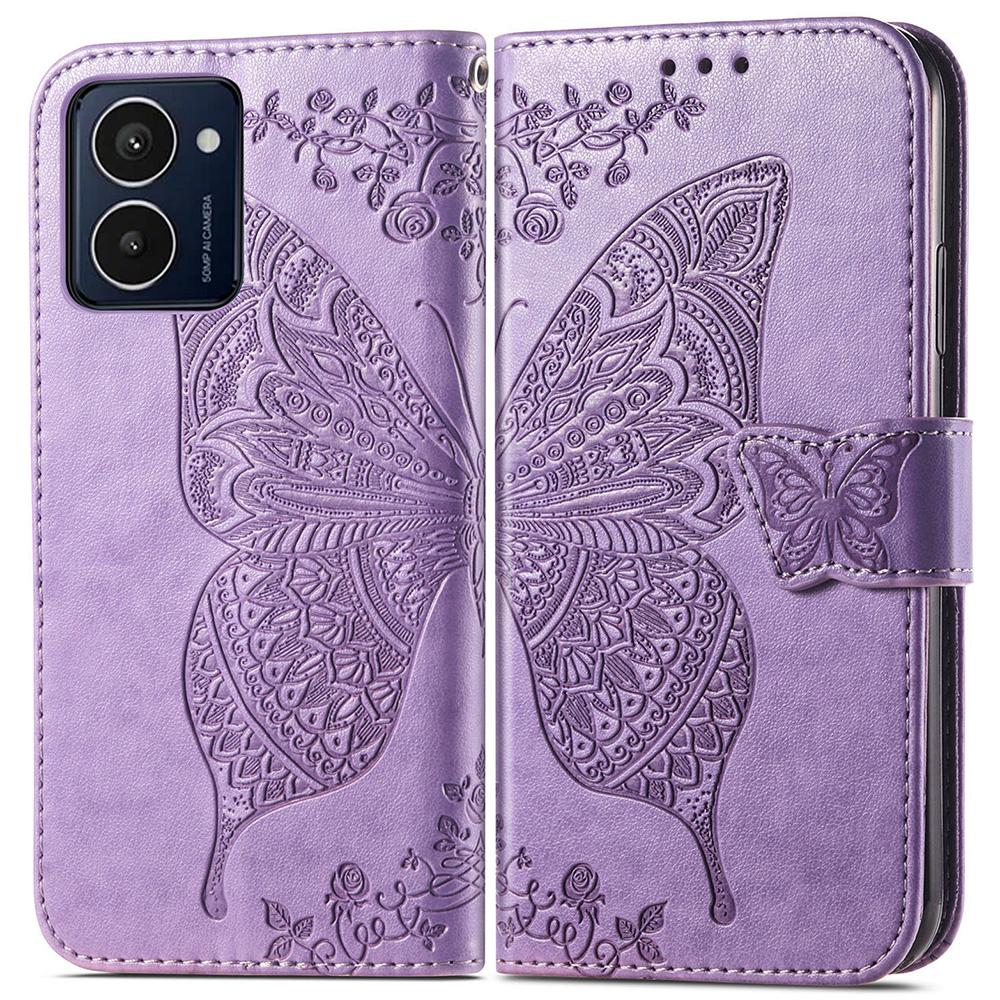 

For HMD Pulse Pro Case PU Leather Wallet Phone Cover Butterfly Pattern Light Purple