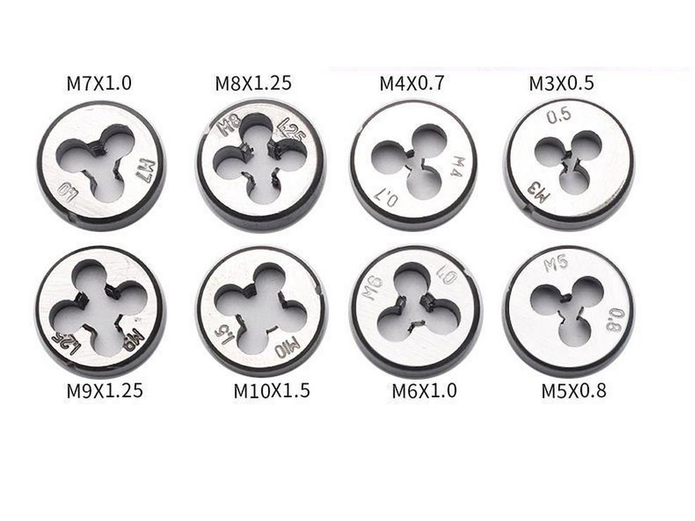 Hand Threading Tap & Die Set with Tapping Drill Bit and Wrench
