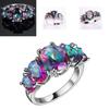 Fashion Vintage Floral Rainbow Crystal Ring For Women Lovers Elegant Jewelry Accessory
