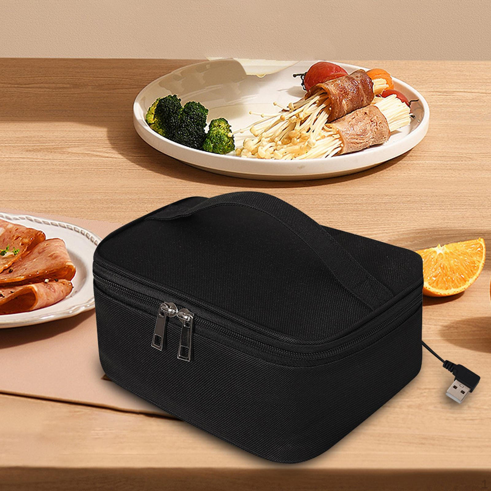 Электрический подогреваемый ланч-бокс сумка-тоут многоразовый удобный для еды чёрный 2098₽