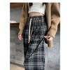 Coffee plaid woolen wide-leg pants women's new autumn clothing lazy and relaxed high waist thin straight-leg pants