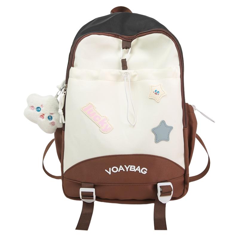 Contrast Color Campus Backpack Junior High School Student Schoolbag Women's Lightweight Large Capacity Backpack