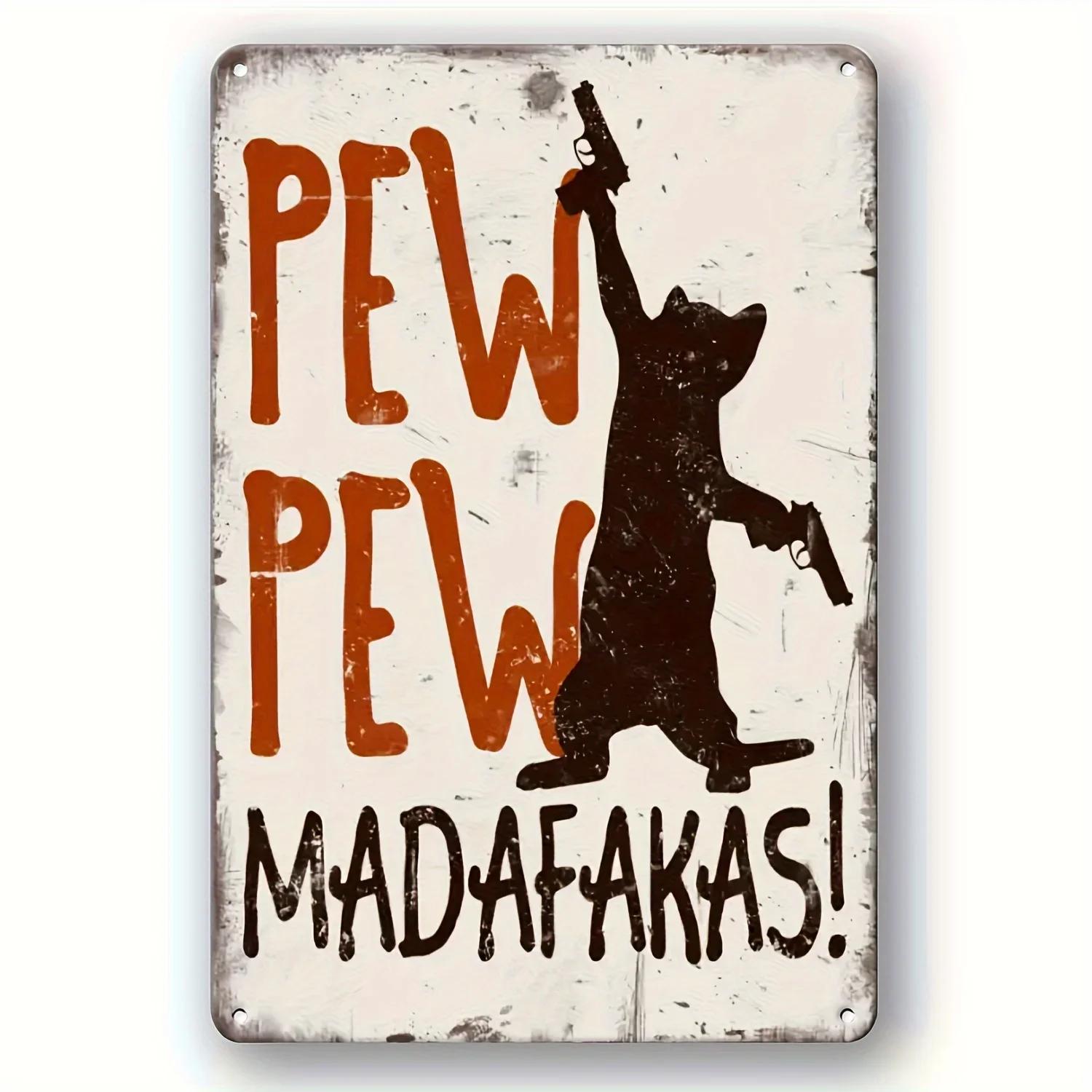 

Hilarious Cat with Guns Metal Sign: Rustic Farmhouse Charm for Man Caves, Home Offices, Bars, Cafes & Beyond - Waterproof Plaque 20x30cm
