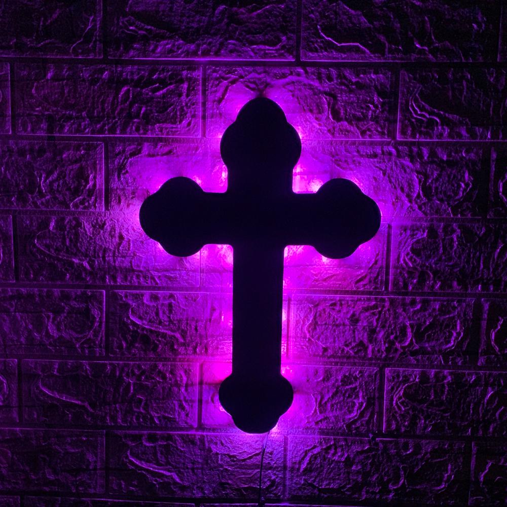 ZK30 Cross Creativ Lampă de Perete LED cu Imagine cu Schimbare de Culoare Luminoasă Decor Bar Interior USB Telecomandă Lumină de Noapte