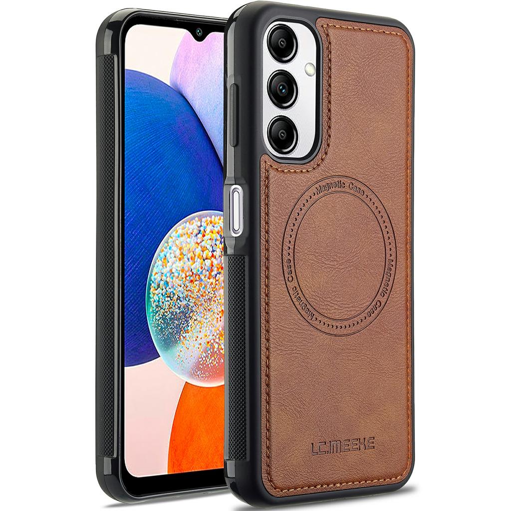 LC.IMEEKE For Samsung Galaxy A34 5G Magnetic Case Compatible with MagSafe Leather+TPU Back Cover