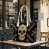 Vintage Skull Pattern Tote Bag Gothic Style Daily Shoulder Bag 