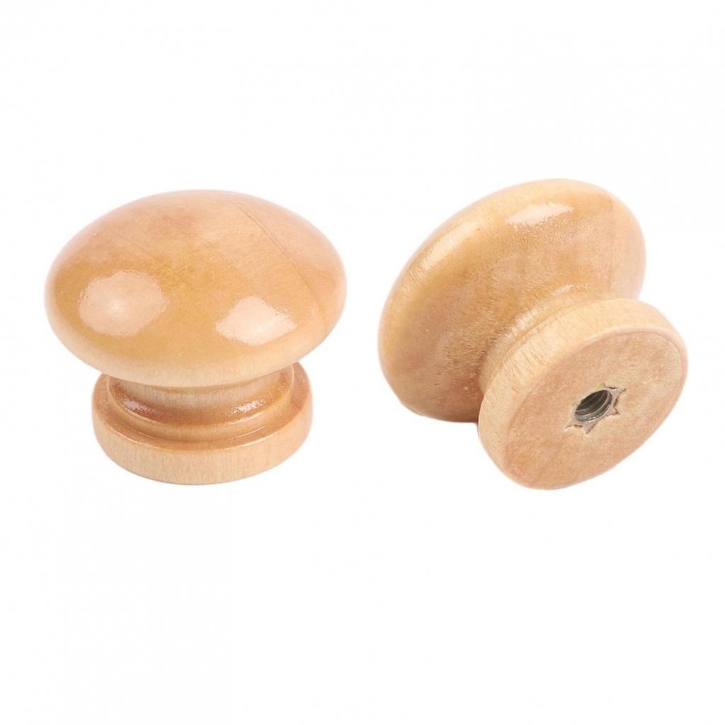 10 Wooden Mushroom Knobs for Drawers and Cabinets Rustic Style Round Handles