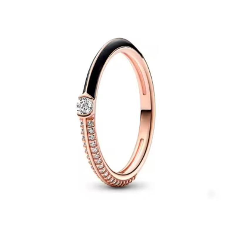 New 925 Silver Sparkling Bow Double Hearted Zircon Ring for Women DIY High Quality Wedding Jewelry Gifts