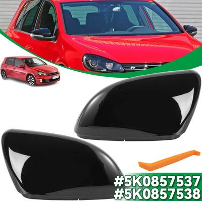 1 Paire de Coques de Rétroviseur Latéral Arrière Noir Brillant pour Volkswagen VW GOLF 6 VI MK6 GTI R line R20 2009-2013 5K0857537 5K0857538