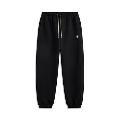 Li Ning Badfive Logo Letter Cuffed Knitted Sports Pants Men Bottoms Black AKLV017-1