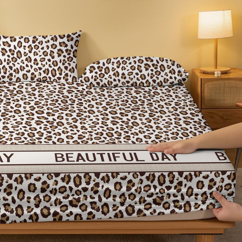 1 Simple Modern Printed Matte Fitted Sheet, Bedroom Printed Bed Cover, Bedding (Excluding Pillowcases)