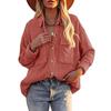 Women's  And Winter Loose Corduroy Lapel Double Pockets Long-Sleeved Shirt Jacket