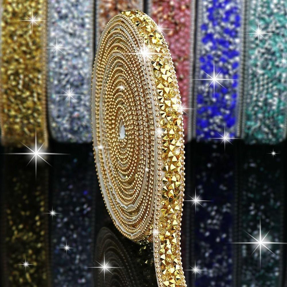 1cm Width Diamond Ribbon Self Adhesive Crystal Rhinestone Sticker DIY Sticker Bling Crystal Rhinestone Ribbon
