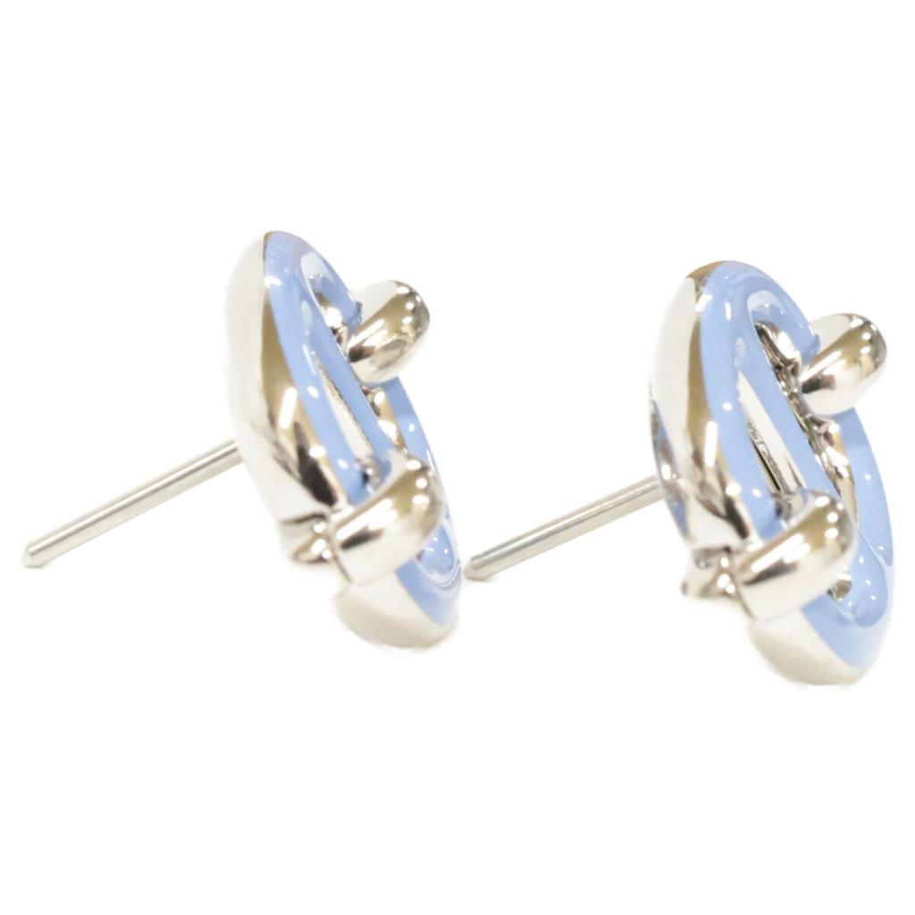 Hermes Excellent Condition Chaine d'Ancre Mini Maillon Earring Blue / SilverUsed