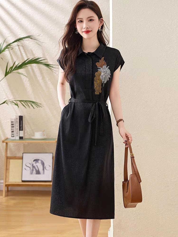 

Модное вышитое платье в стиле ретро с трещинами черепахи, лето 2025, новое платье на широких или слишком тонких бретелях 2XL