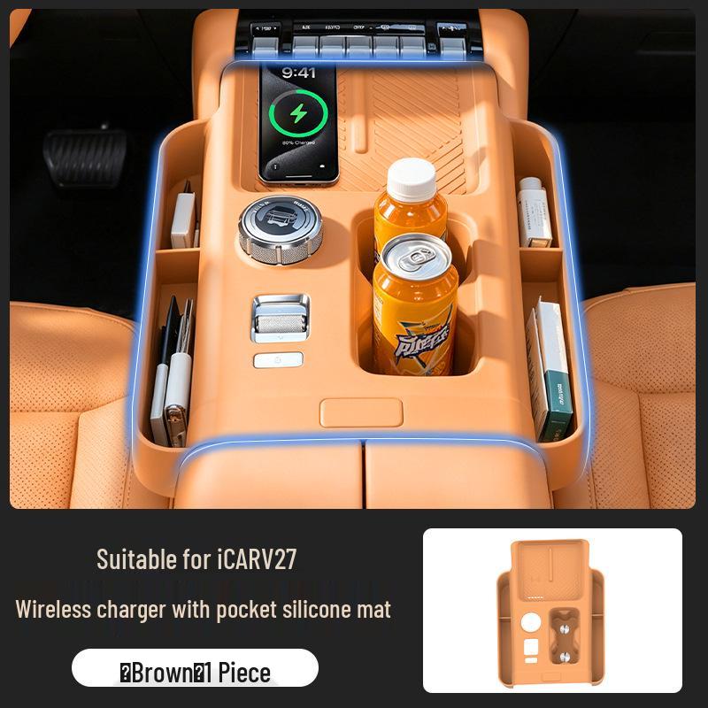 Chery iCAR V27 Wireless Charging Silicone Anti-slip Console Mat & Cup Holder Cover Compatible with Chery iCAR V27