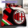 AC Mailand Fußballverein Muster Bettwäsche Bettdecken-Set Heimdekoration Geschenk (1 Bettbezug + 2 Kissenbezüge (ohne Füllung))