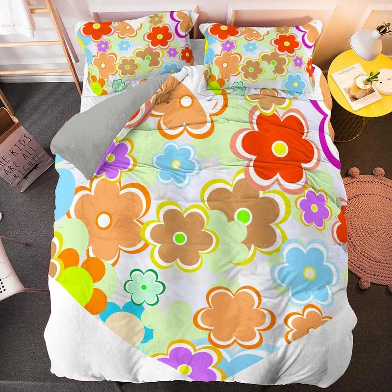 3D Flower Printed King Queen Duvet Cover Orange Beautiful Floral Bedding Set For Girl Women Plant 2/3Pcs Polyester Quilt Cover