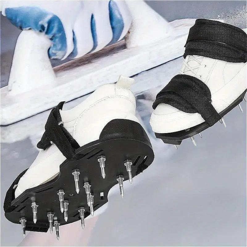 Lawn Aerator Spike Shoes, Heavy Duty Grass Soil Aeration Sandals With Adjustable Straps, Spiked Shoes For Lawn Oxygenation & Epoxy Floor Paint