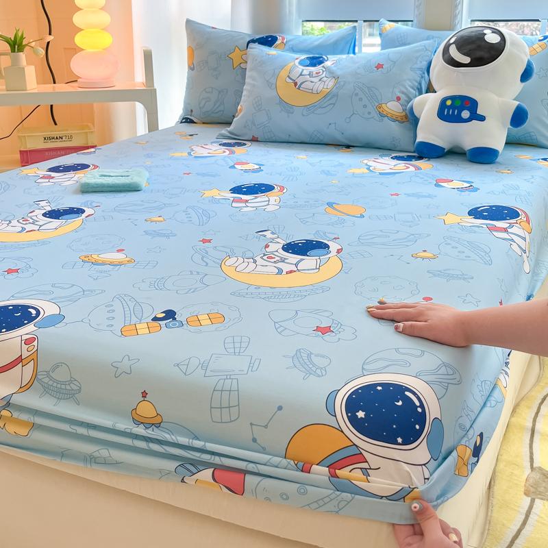 1Pc Cotton Bed Sheet For Kids Cartoon Style Car Printed Fitted Sheet With Elastic Band For Boys Pure Cotton Single Bed Cover