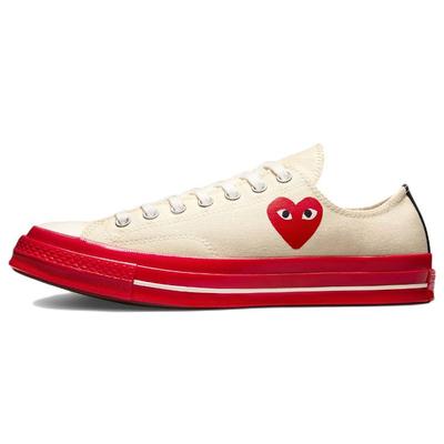 Comme Des Garçons Play X Chuck 70 Low Pristine Red Unisex Sneakers Cream Egret A01796C