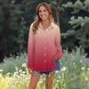 Women's Casual Fashion Tops Long Sleeve Button Loose Shirt