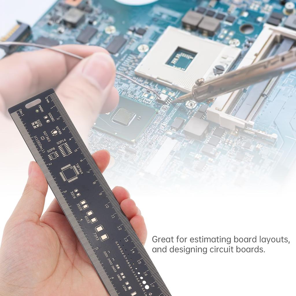 4pcs 150-300mm PCB Ruler Set Straight Edge Heavy Duty Electronic Technician Engineering Drafting Professional