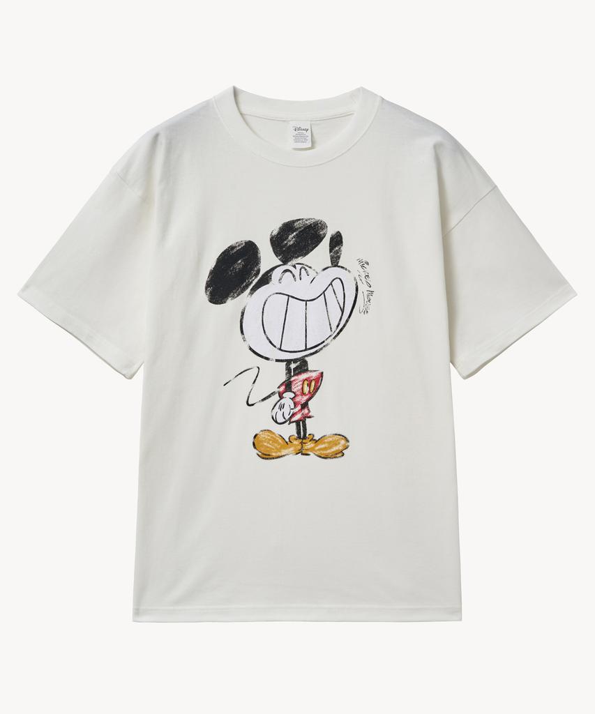 VTWO Vintage Washed Smile _Mickey_ T-Shirt (White)