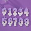 Dreamy Purple Gradient Cat Paw Number Candles - Creative Cartoon Cake Decorations