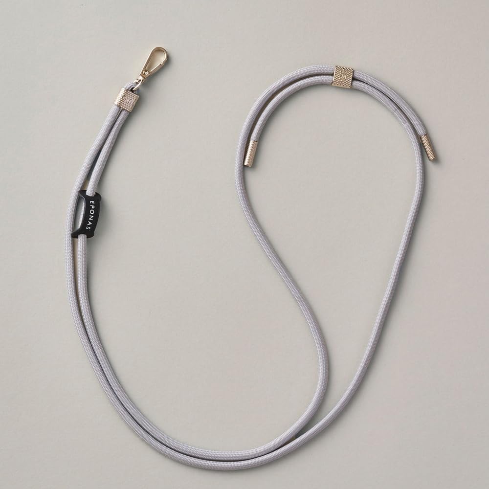 Eponas CONNECT by Eponas Zip Leather Wallet with AirTag Storage Pocket, Genuine French Goat Leather from Arlan, Round Zip (Blue Gray + Shoulder Strap)