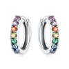 Exquisite Colorful Zircon Hoop Earrings for Women Copper Silver Plated Earrings Jewelry for Wedding Engagement Party