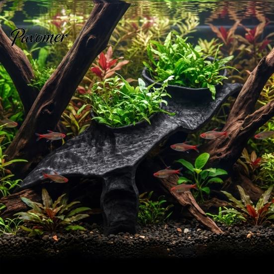 Safe Fish Hiding Spot Aquarium Corner Hideout, under Gravel Betta Cave Tunnel, Tank Stone-Look Hideout Viewing Tunnel for Shrimp Freshwater Ornament