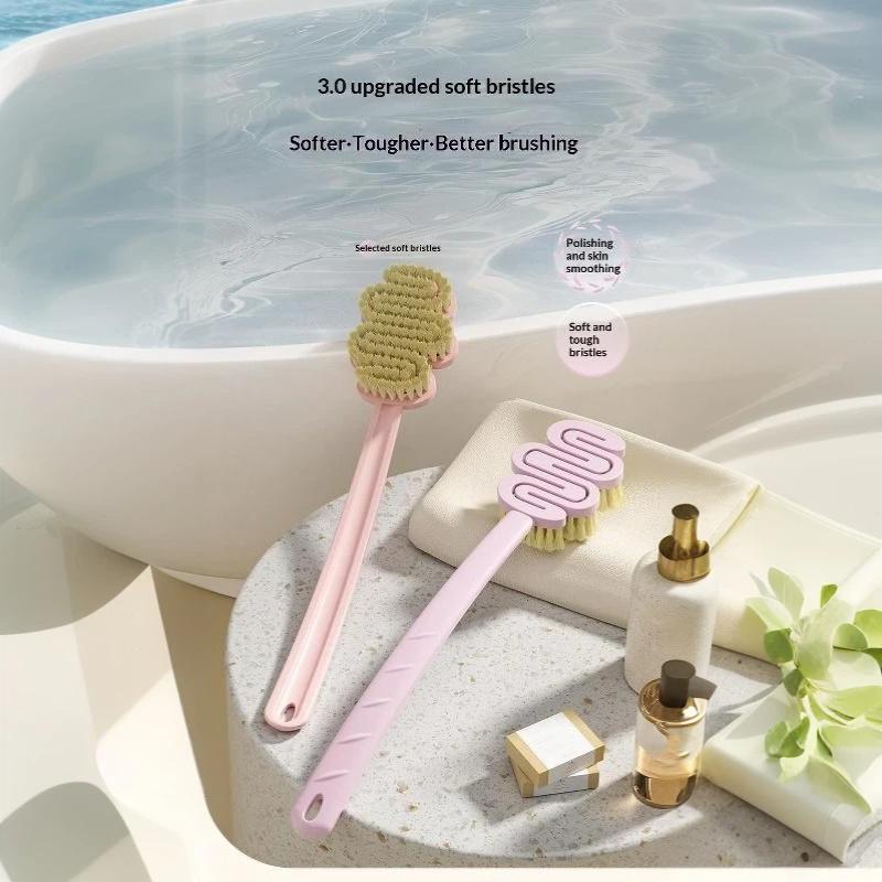 Long Handle Shower Back Brush With Soft Bristles Ergonomic Design For Daily Bathing Deep Exfoliating Skin Cleansing
