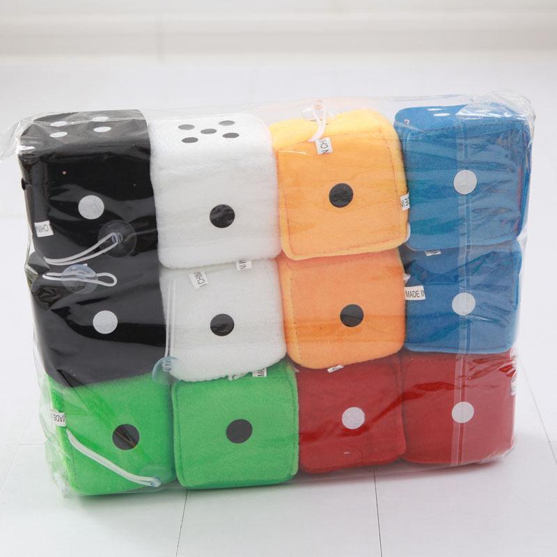 2x Car Dice Ornament Rearview Mirror Hanging Ornaments Car Styling Plush Fuzzy Dice Decoration Auto Interior Accessories Pendant