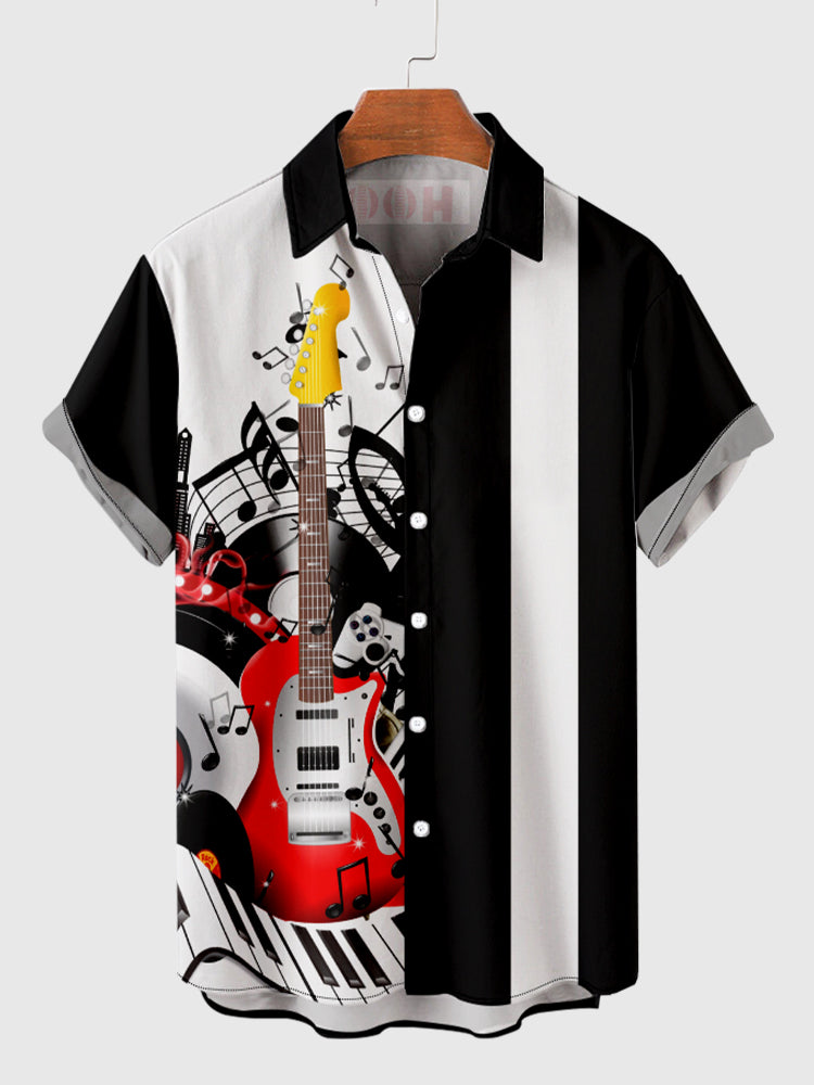 Nuova Moda Elementi Musicali Arte Hawaiana Note Stampa 3D Camicia a Maniche Corte Moda Camicie Hawaiane Per Uomo Harajuku