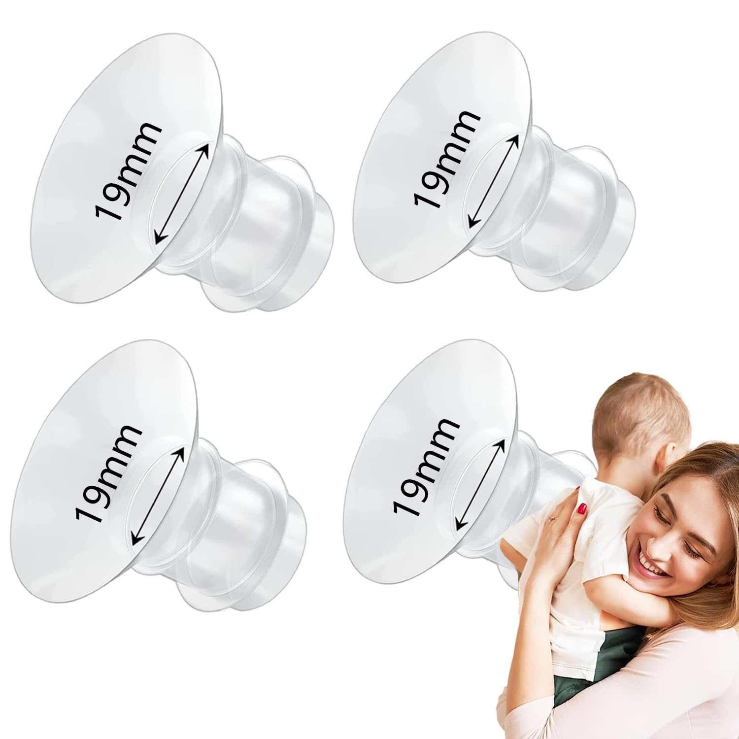 

4 x 19mm Silicone Flange Inserts, Fits S9S10S12, Wearable Breast Pump ShieldFlange Inserts, Lowers 24mm ShieldFlange Nipple Tunnels to Correct Size