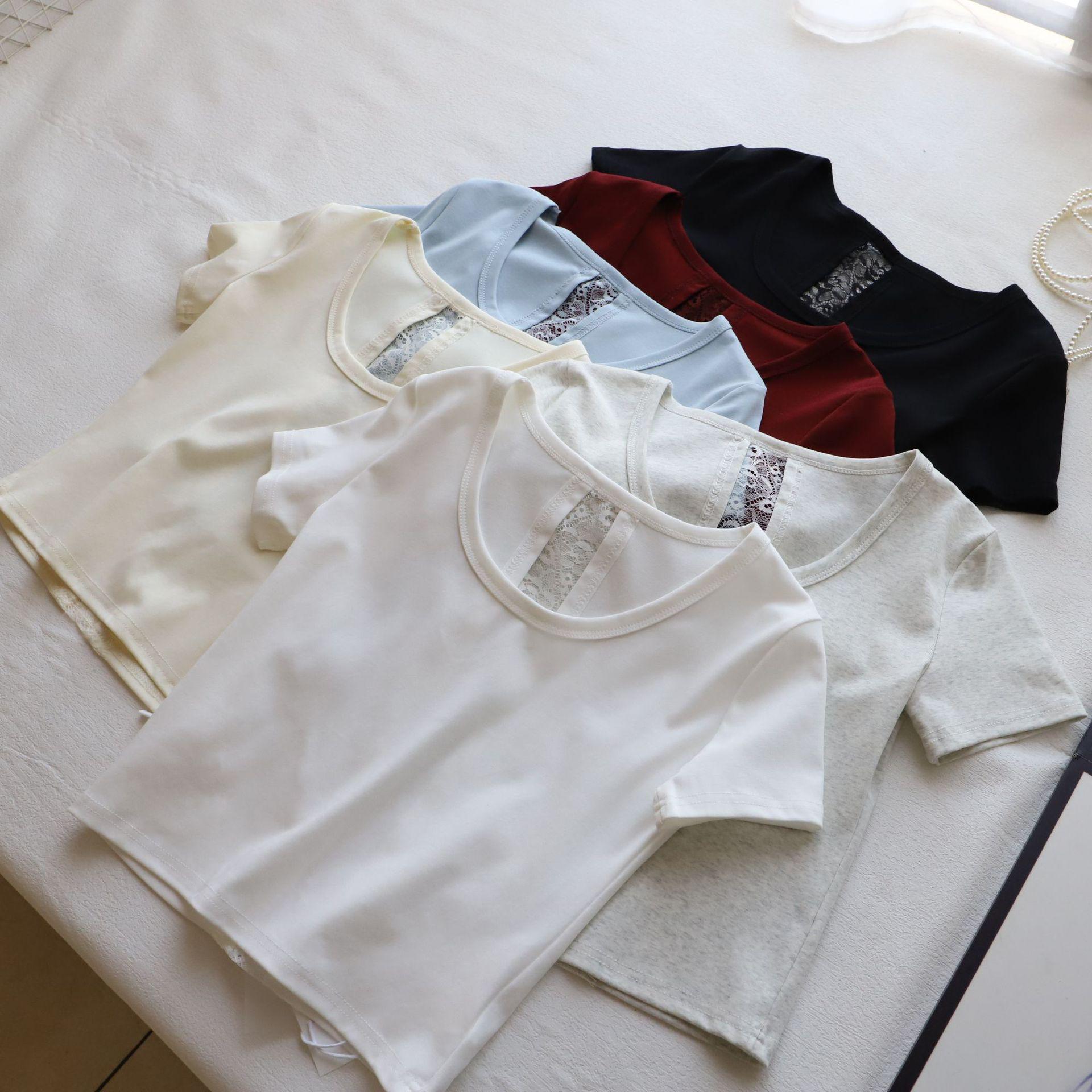 

Petite Women s 2025 Summer Korean Patchwork Short Sleeve T-shirt Top One Size