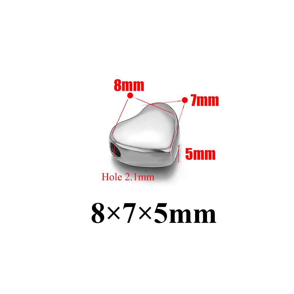 10Pcs Stainless Steel  8mm 10mm Star Heart Spacer Beads Bracelet Findings Women Necklace Earrings Making DIY Jewelry Accessories