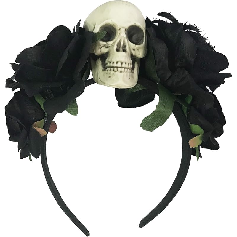 

[Madrugada] skull skull skeleton headband rose headdress halloween day of the dead Authentic Mexico wind costume accessories ladies S620 (black)