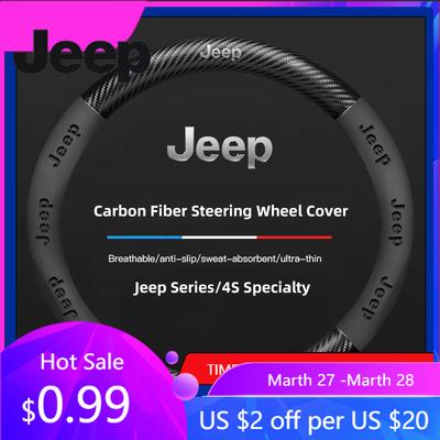 Pour Jeep Badge Jeep Couvre-volant en Cuir Style de Voiture Pour Jeep Wrangler Grand Cherokee Compass Wagoneer Gladiator Aven