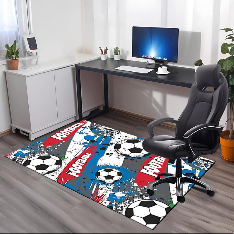 Soccer Printed Carpet, for Office Chair Living Room Bedroom Kitchen Room Decor Gifts.