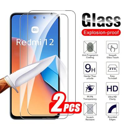 2 stk herdet glass for Xiaomi Redmi 12 beskyttelsesglass Redmi12 skjermbeskytter Readmi Redme 12 Redmy12 4G sikkerhetsdekselfilm