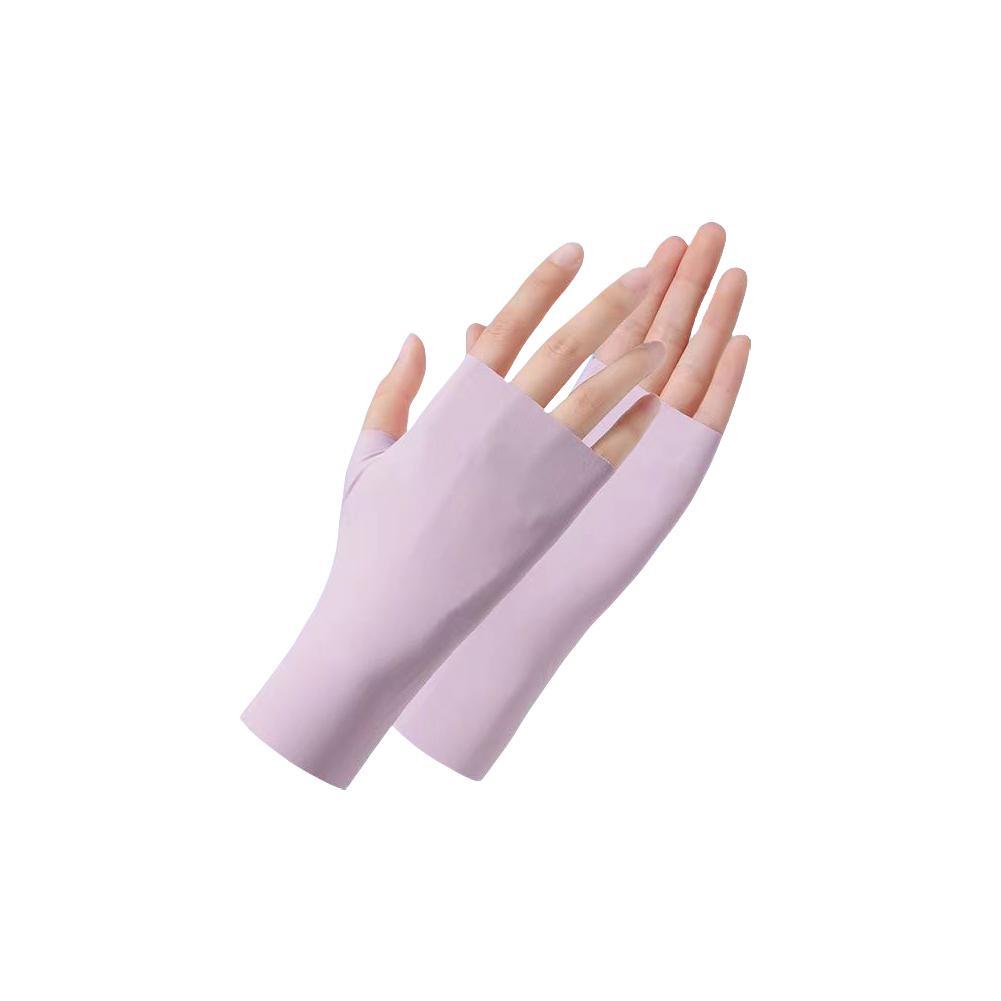 Women Fingerless Sunscreen Gloves Thin Cool Ice Silk Silky Sun Block Driving Gloves For Women Men Driving Summer UV Protection