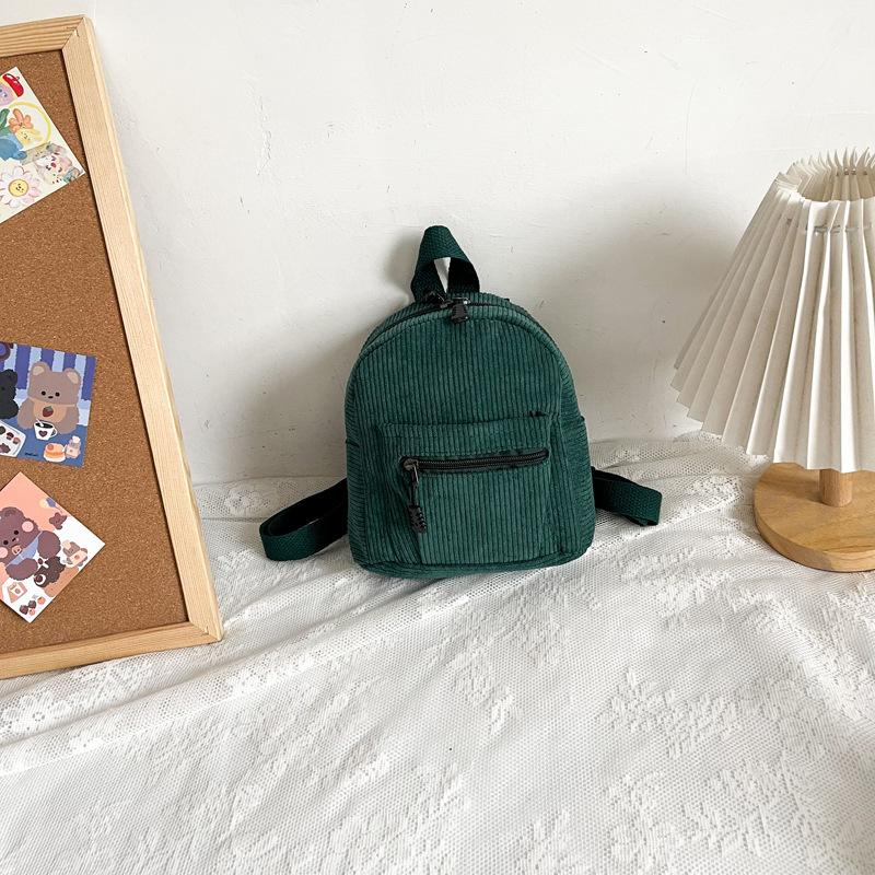 

Полосатый рюкзак вельветовый школьный рюкзак 2025 новая женская сумка корейская версия простой повседневный для девушки маленький рюкзак женская сумка зелёный