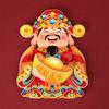 Rotating Magnetic God of Wealth Ornament: Wobbling Cartoon Sticker for Attracting Wealth and Blessings in Festive Style